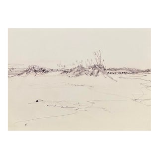 1960s Beach Sand Dunes Coastal Drawing For Sale
