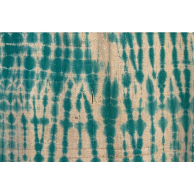 1970s Vintage African Teal Resist Wave Throw For Sale - Image 5 of 6