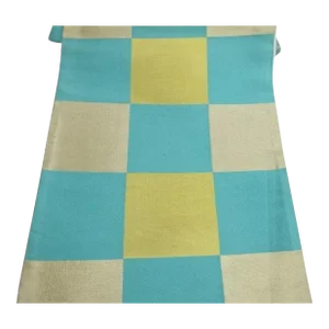 1950s Vintage Japanese Hand Woven Kimono Silk Obi Table Runner Geometric Squares