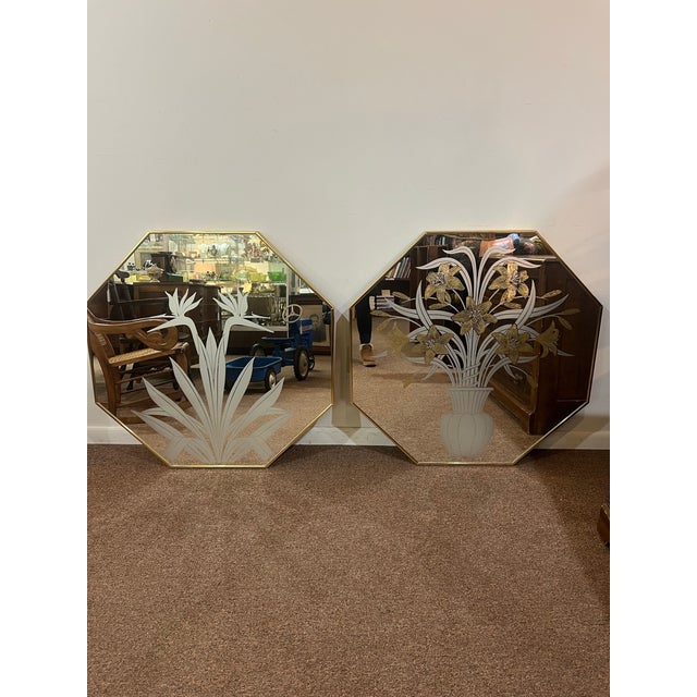 Etched Glass Mirrors Robert Slimbach Palm Beach Regency For Sale - Image 12 of 12
