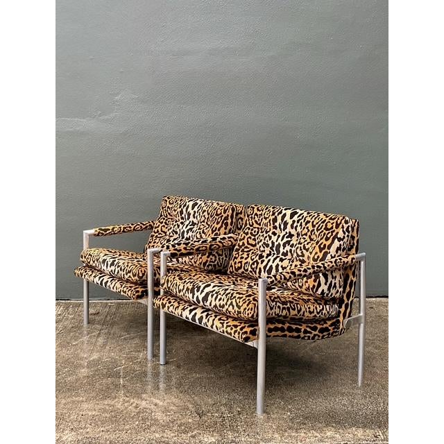 Vintage Brushed Chrome Leopard Lounge Chairs - A Pair For Sale - Image 9 of 13