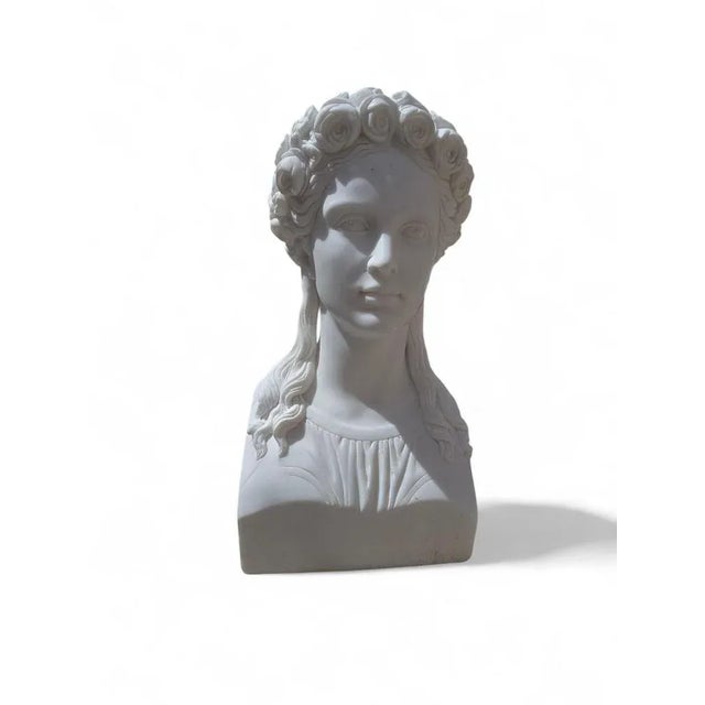 Italian Hand-Carved Marble Bust of Greek Woman, 1980s For Sale - Image 3 of 12