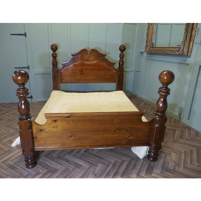 Chunky Pine King Size Double Bed This is a good heavy bed, the bed head has a high arched top and both ends have very...