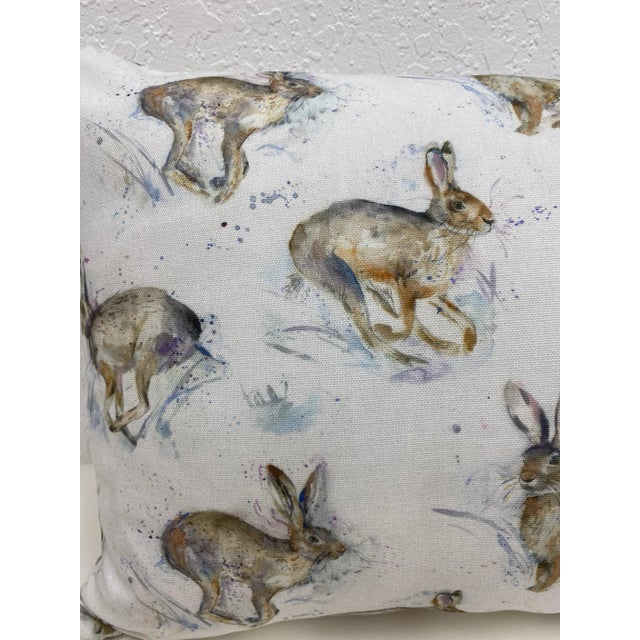 Large Bolster Pillow Adorned With a Fluffle of Rabbits- Made in Uk. For Sale - Image 11 of 13