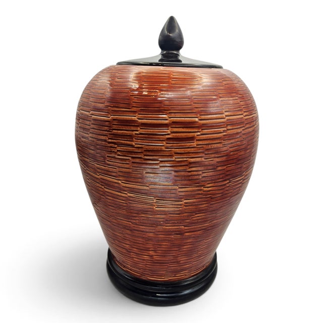 Bitossi Vintage Bitossi Italian Mid-Century Textured Ceramic Ginger Jar For Sale - Image 4 of 12