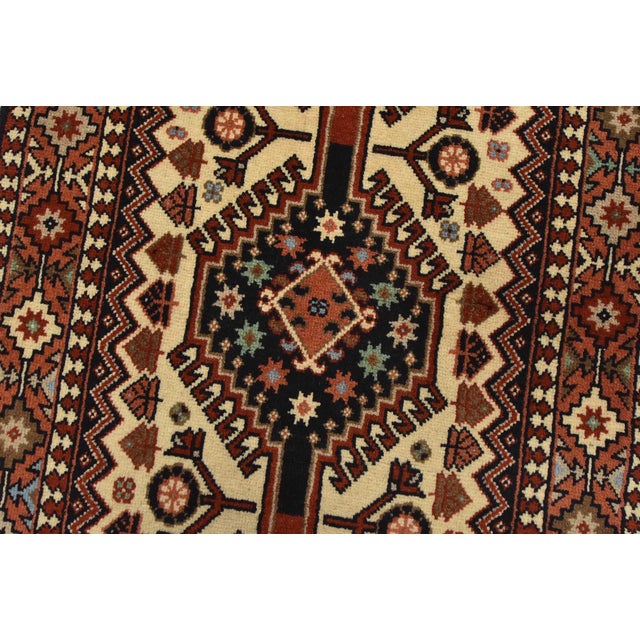 Ivory Yalameh Runner 2’1” X 9’3” Ivory Wool Vintage Tribal Hand-Knotted Rug For Sale - Image 8 of 13