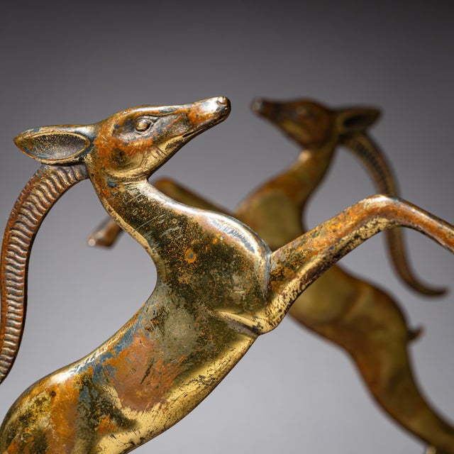Gold Art Deco Bookends with Gazelles, circa 1930 For Sale - Image 8 of 16