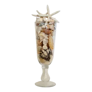 Large Coastal Vase With Seashell Collection 19.5 Inches