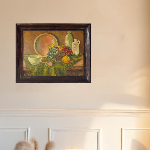 20th Century Vintage Primitive Still Life – Oil on Board For Sale - Image 13 of 13