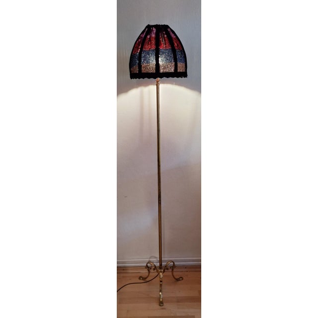 Mid-Century German Floor Lamp with Brass Base and Sequin Shade from Lamplove, 1950s For Sale - Image 11 of 11