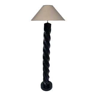 Vintage 80s Deco Postmodern Black Spiral Lamp For Sale