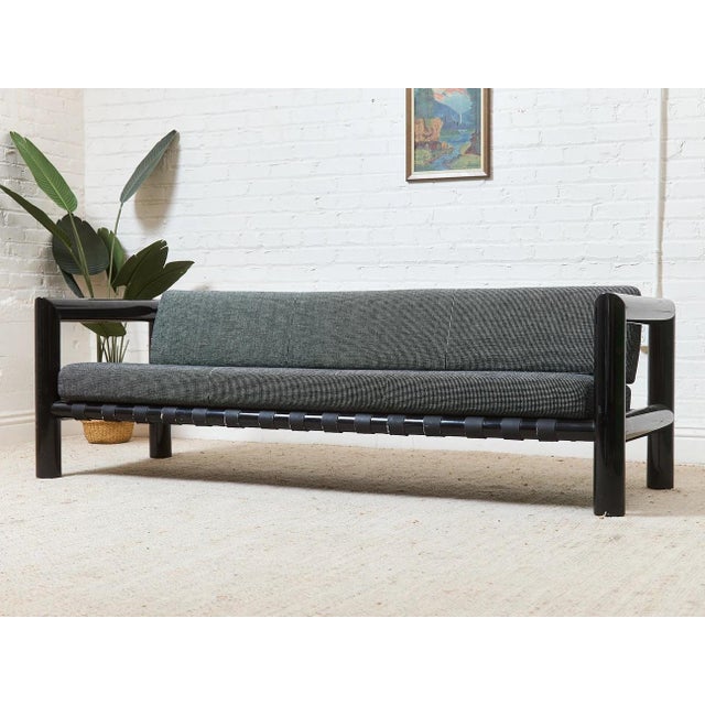 Vintage 1970s Black Lacquered Sofa For Sale - Image 10 of 12