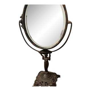 Antique Rare Early 20thC Golden MFG Co Art Nouveau Swivel Tabletop Vanity Mirror For Sale