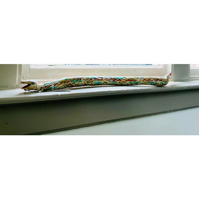 1970s Hand-Carved & Hand-Painted Wooden Folk Art Snake For Sale - Image 13 of 15