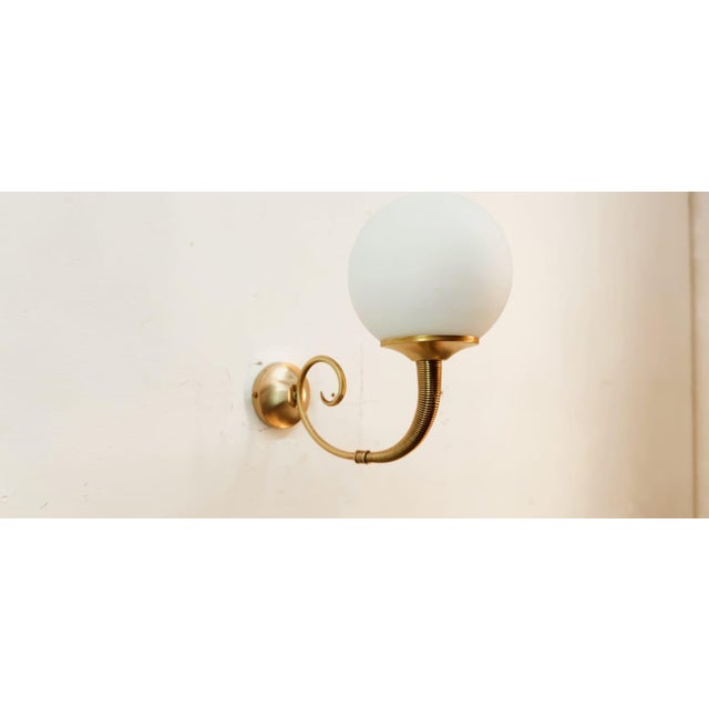 Brass Wall Light with Glass Sphere For Sale - Image 6 of 18
