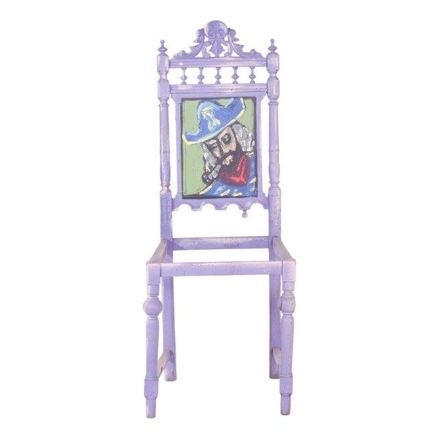 Purple Portuguese Painted Pirate Chair by Francisco Camilo For Sale - Image 8 of 8