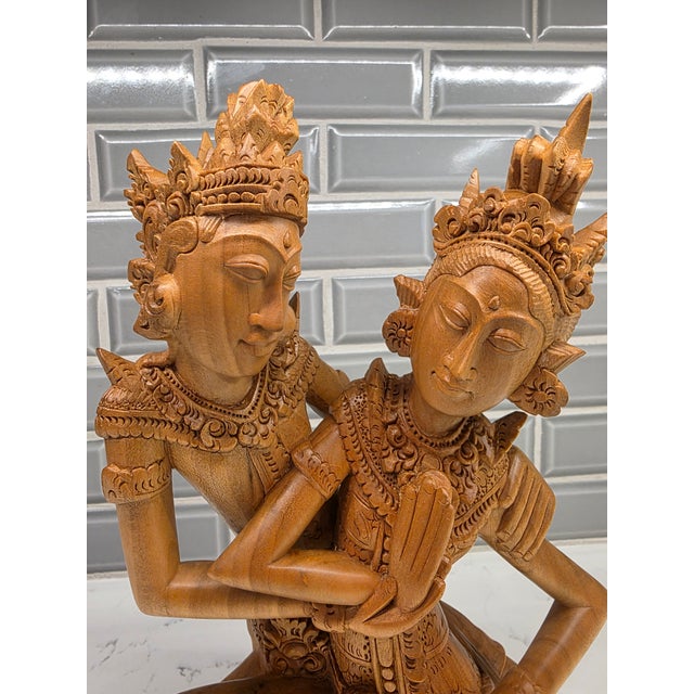 Wood Late 20th-Century Balinese Modernist Rama & Sita – 11.5-Inch Wood Carving [User] For Sale - Image 7 of 12