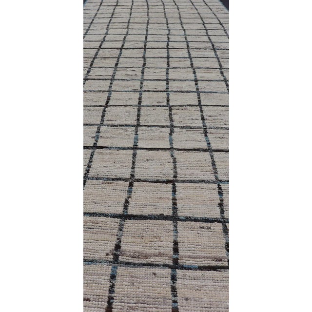 Contemporary Hand-Knotted Runner in Wool With All-Over Sub-Geometric Design by Keivan Woven Arts For Sale - Image 3 of 11