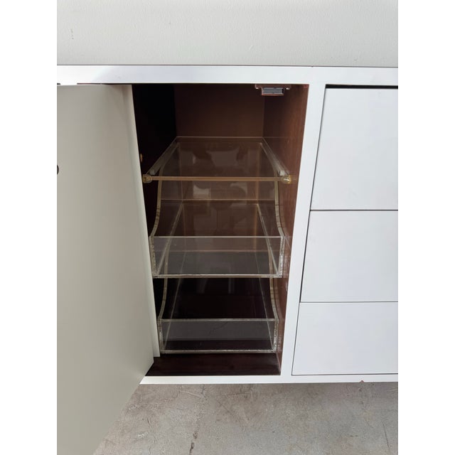 White 1980s Vintage Boho Chic Long Dresser / Sideboard With Rattan Base For Sale - Image 8 of 12