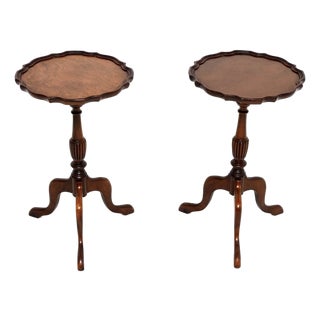 Antique Walnut Wine Tables, 1930s, Set of 2 For Sale