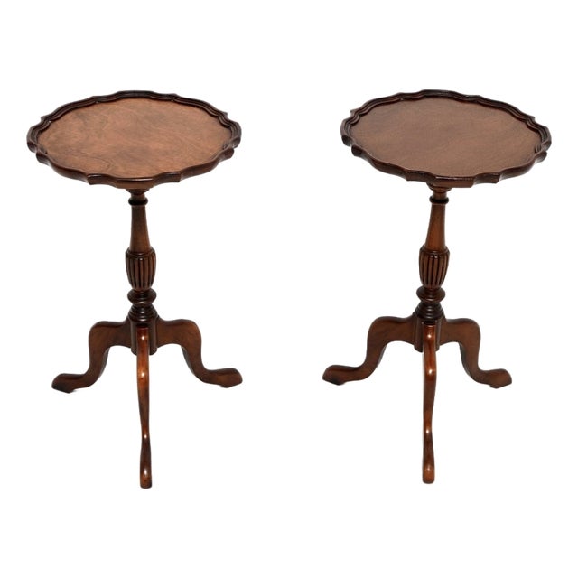 Antique Walnut Wine Tables, 1930s, Set of 2 For Sale