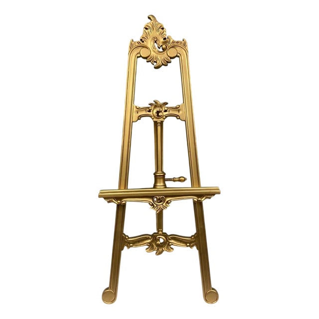 Gilt Artist Easel with Adjustable Height, 1930s For Sale