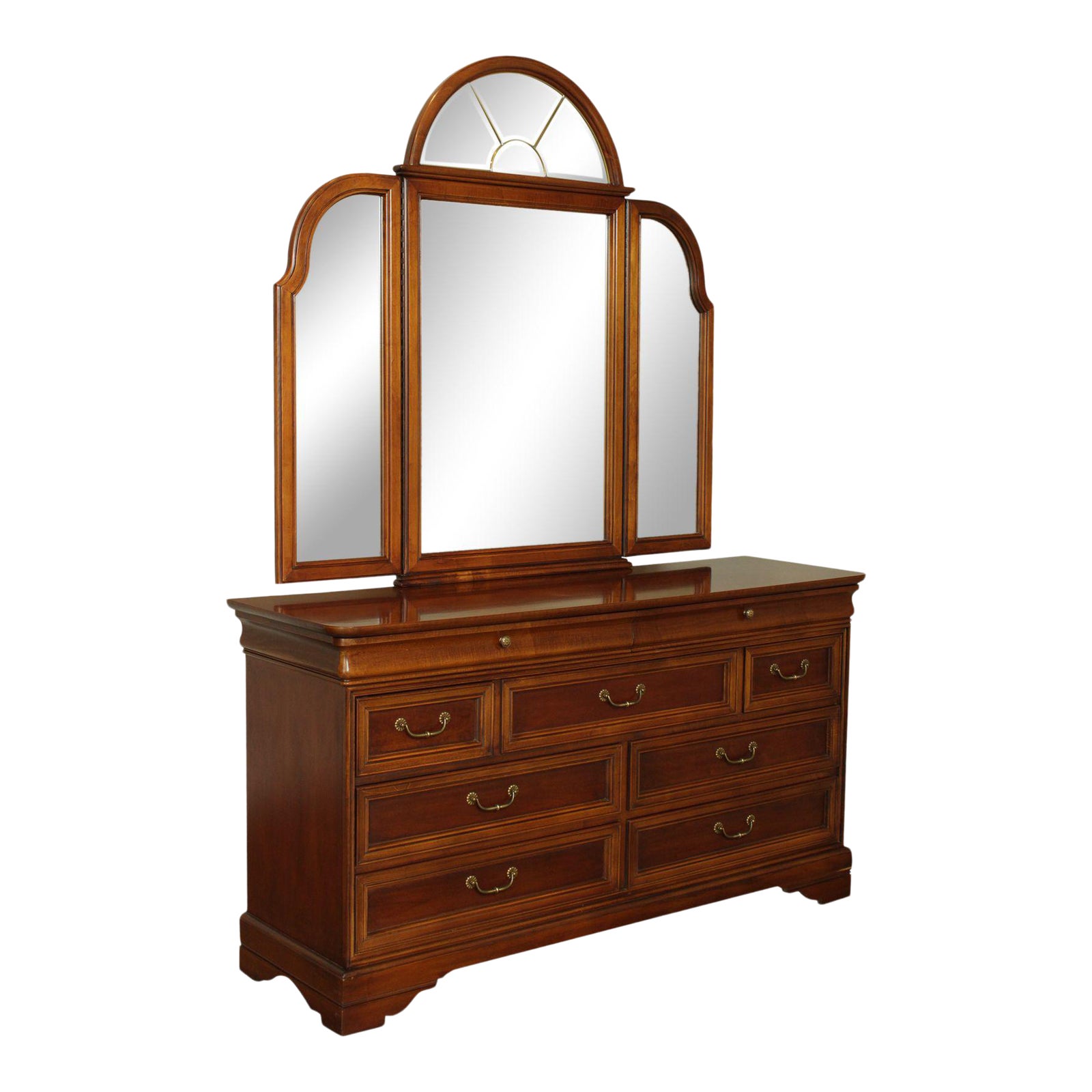 Lexington Chez Michelle Cherry Louis Philippe Dresser with Trifold Mirror Chairish