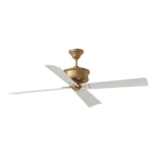 Chapman & Myers by Visual Comfort Fan Subway 56" Ceiling Fan in Hand Rubbed Antique Brass and Matte White For Sale