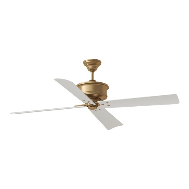 Chapman & Myers by Visual Comfort Fan Subway 56" Ceiling Fan in Hand Rubbed Antique Brass and Matte White For Sale