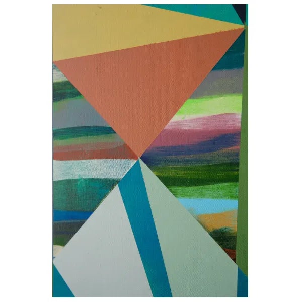 Textile Original Painting Abstract Art , Geometric, Artist Signed - Turquoise Statement Art, 48"x36" For Sale - Image 7 of 9