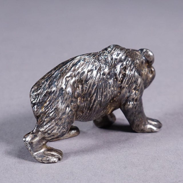 Cast of a Strolling Bear Sterling Silver Ca. 1930s For Sale - Image 4 of 5