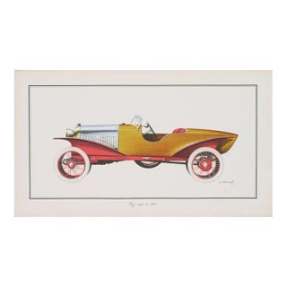 Dumont 'Skiff Acajou 1923' Vintage Yellow,White,Silver,Black,Red France Lithograph For Sale