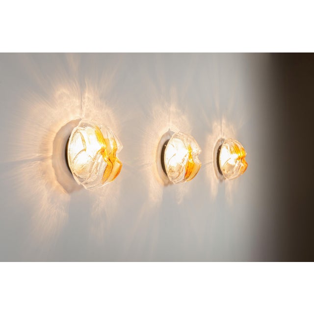 Mid-Century Modern Murano Glass Wall Lamps, 1970s, Set of 3 For Sale - Image 3 of 16