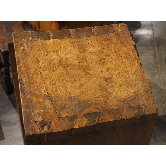 Unusual Circa 1650 Solid Walnut Carved Single Door Cabinet From Spain For Sale - Image 10 of 18