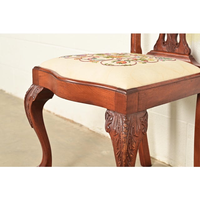 Baker Furniture Style Chippendale Carved Mahogany Side Chair or Dining Chair For Sale - Image 9 of 13