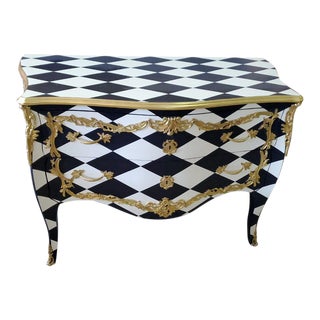 Black & White Diamond Pattern Chest of Drawers For Sale