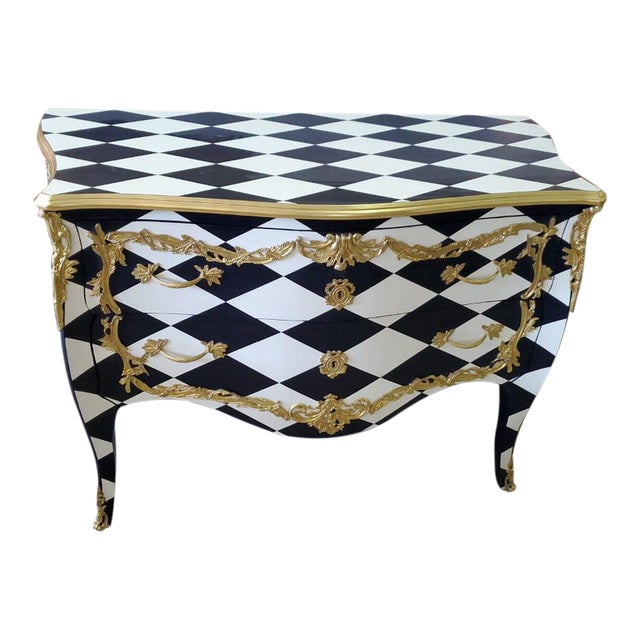 Black & White Diamond Pattern Chest of Drawers For Sale