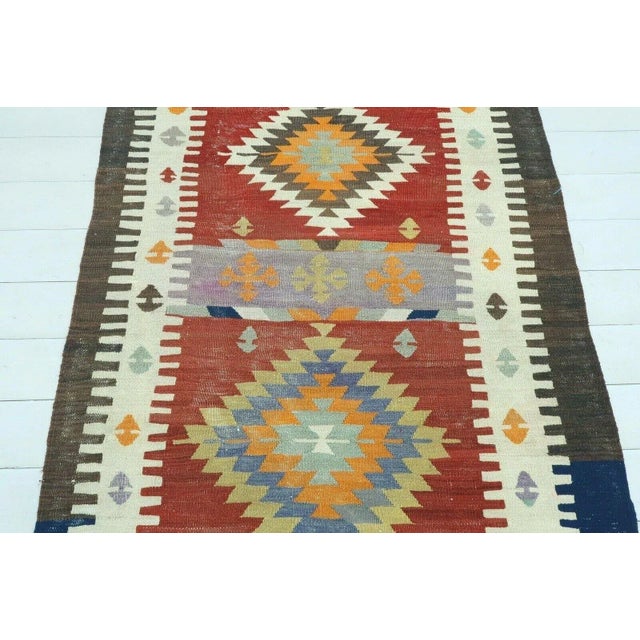 Mid-Century Modern 1960s Abstract Turkish Kilim - 43"x76" For Sale - Image 3 of 11