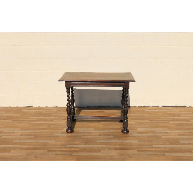 Antique English Solid Oak Barley Twist Side Table | Jacobean Revival Accent Table, Circa 1920s For Sale - Image 14 of 18
