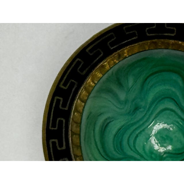 Beautiful Malachite & Greek Key Enamel Brooch, c.1865 – Neoclassical Revival For Sale - Image 11 of 16