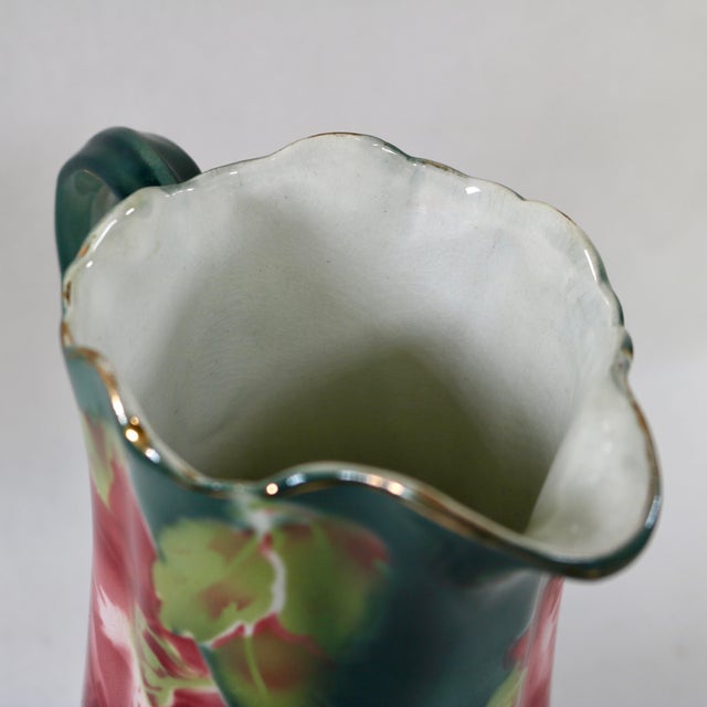 Ceramic Turn-of-the-Century French K&g Lunéville "Les Roses" Semi-Porcelain Water Pitcher For Sale - Image 7 of 15