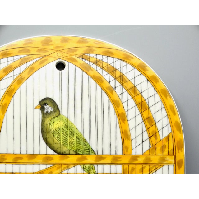 Delft Trompe l'Oeil Delft Polychrome Tile Hanging Birdcage Wall Plaque For Sale - Image 4 of 11