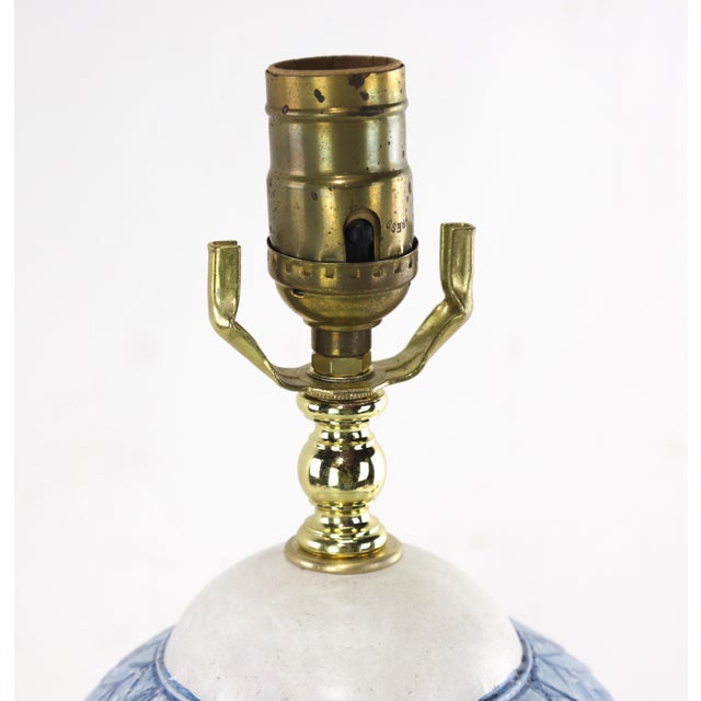 A Pair of Vintage Blue and White Metal Trophy Table Lamps. For Sale - Image 4 of 9