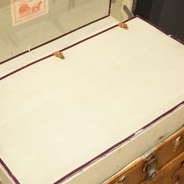 Brown Late 19th A. E Meek Leather and Wood Cabin Trunk c.1880-1899 For Sale - Image 8 of 13