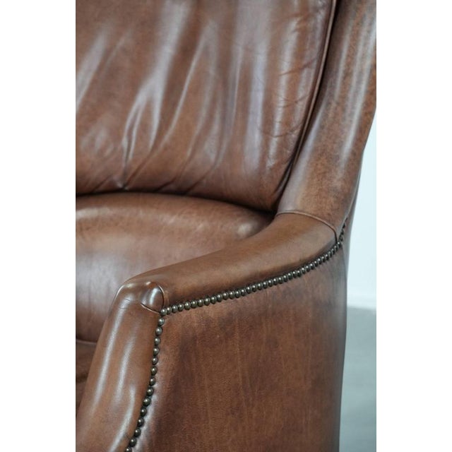 Cognac Brown Cowhide Armchair For Sale - Image 14 of 15