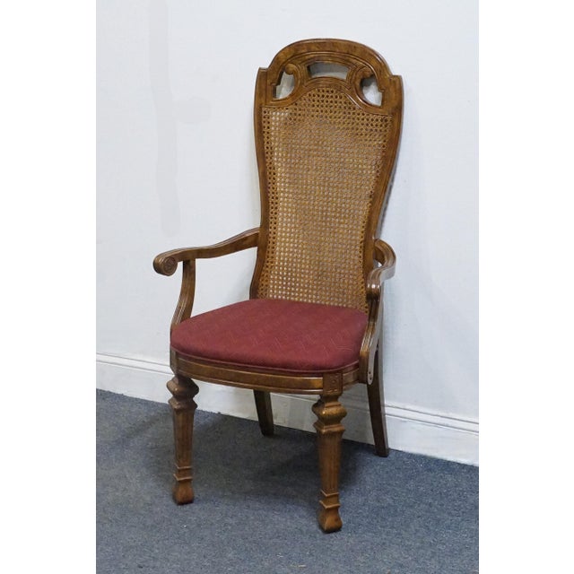 Bernhardt Bernhardt Furniture Solid Walnut French Provincial Cane Back Dining Arm Chair For Sale - Image 4 of 10