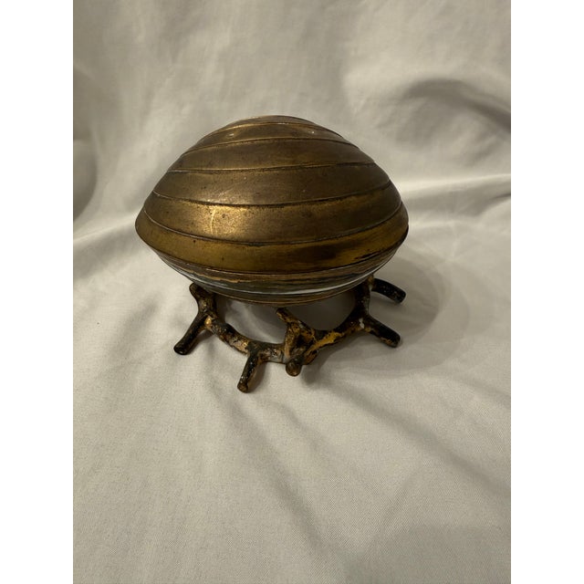 Add a touch of historic sophistication to your workspace with this exquisite antique solid brass clam shell desktop ink...