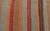 Tan Vintage Turkish Kilim Runner With Coral, Tan and Soft Blue Stripes For Sale - Image 8 of 11