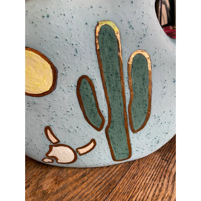 1970s Southwestern Gold Cactus Details Vase For Sale - Image 5 of 6