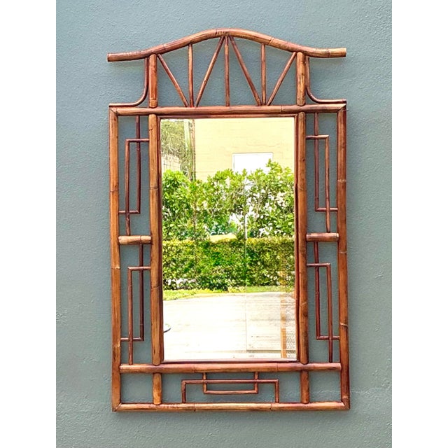 Vintage Bent Rattan Pagoda Mirror For Sale - Image 11 of 12